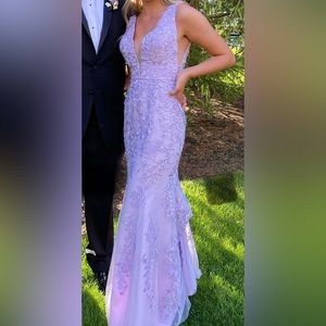 Sherri hill lavender floral dress